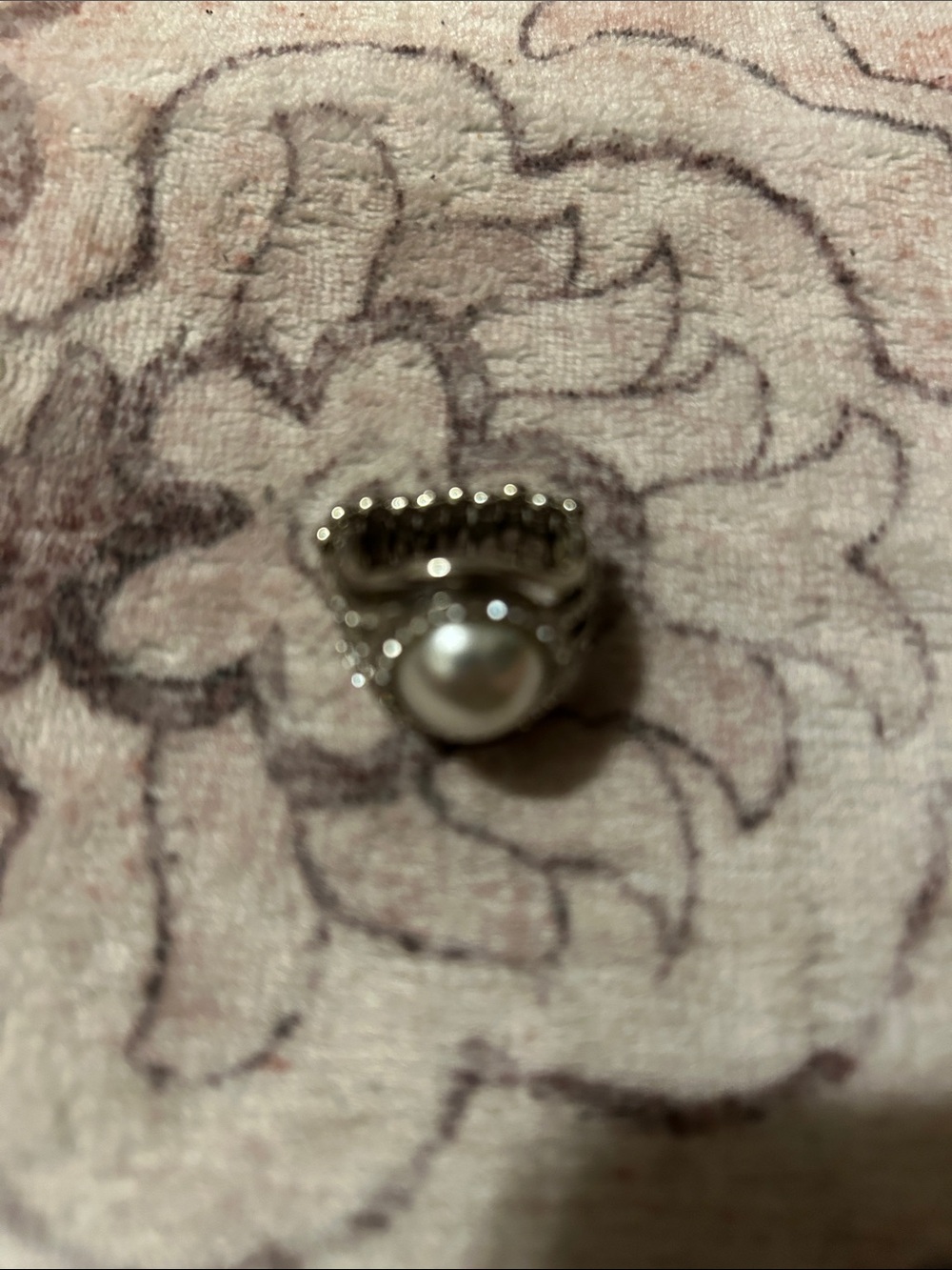 Pearl Accent Gold-Tone Ring with Beaded Band